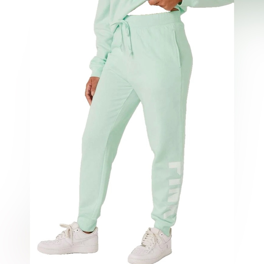 PINK Victoria's Secret Spring Rain Mint Green Fleece Joggers XXL NWT